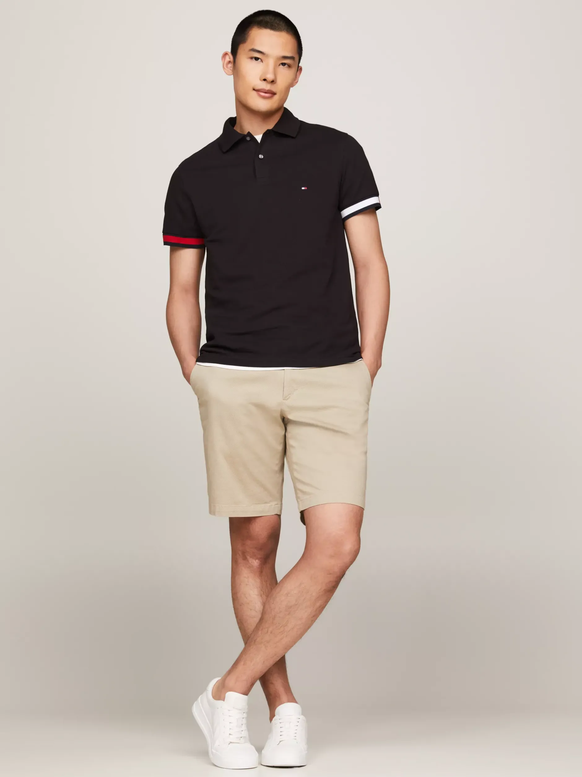 Koszulki Polo*Tommy Hilfiger Koszulka Polo O Wąskim Kroju Z Flagą Hilfiger BLACK