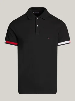 Koszulki Polo*Tommy Hilfiger Koszulka Polo O Wąskim Kroju Z Flagą Hilfiger BLACK