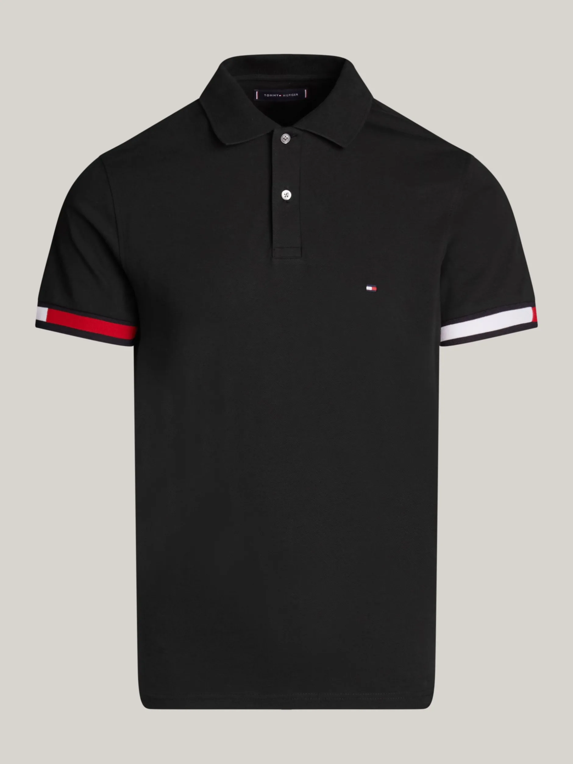 Koszulki Polo*Tommy Hilfiger Koszulka Polo O Wąskim Kroju Z Flagą Hilfiger BLACK
