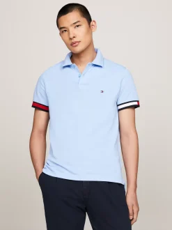 Koszulki Polo*Tommy Hilfiger Koszulka Polo O Wąskim Kroju Z Flagą Hilfiger VESSEL BLUE