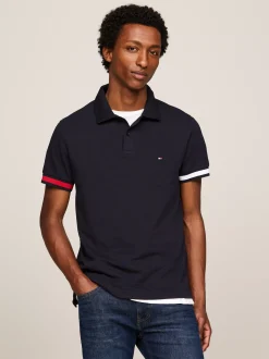 Koszulki Polo*Tommy Hilfiger Koszulka Polo O Wąskim Kroju Z Flagą Hilfiger DESERT SKY