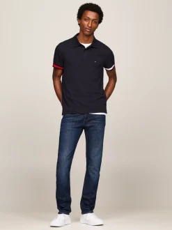 Koszulki Polo*Tommy Hilfiger Koszulka Polo O Wąskim Kroju Z Flagą Hilfiger DESERT SKY