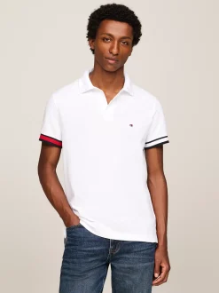 Koszulki Polo*Tommy Hilfiger Koszulka Polo O Wąskim Kroju Z Flagą Hilfiger WHITE