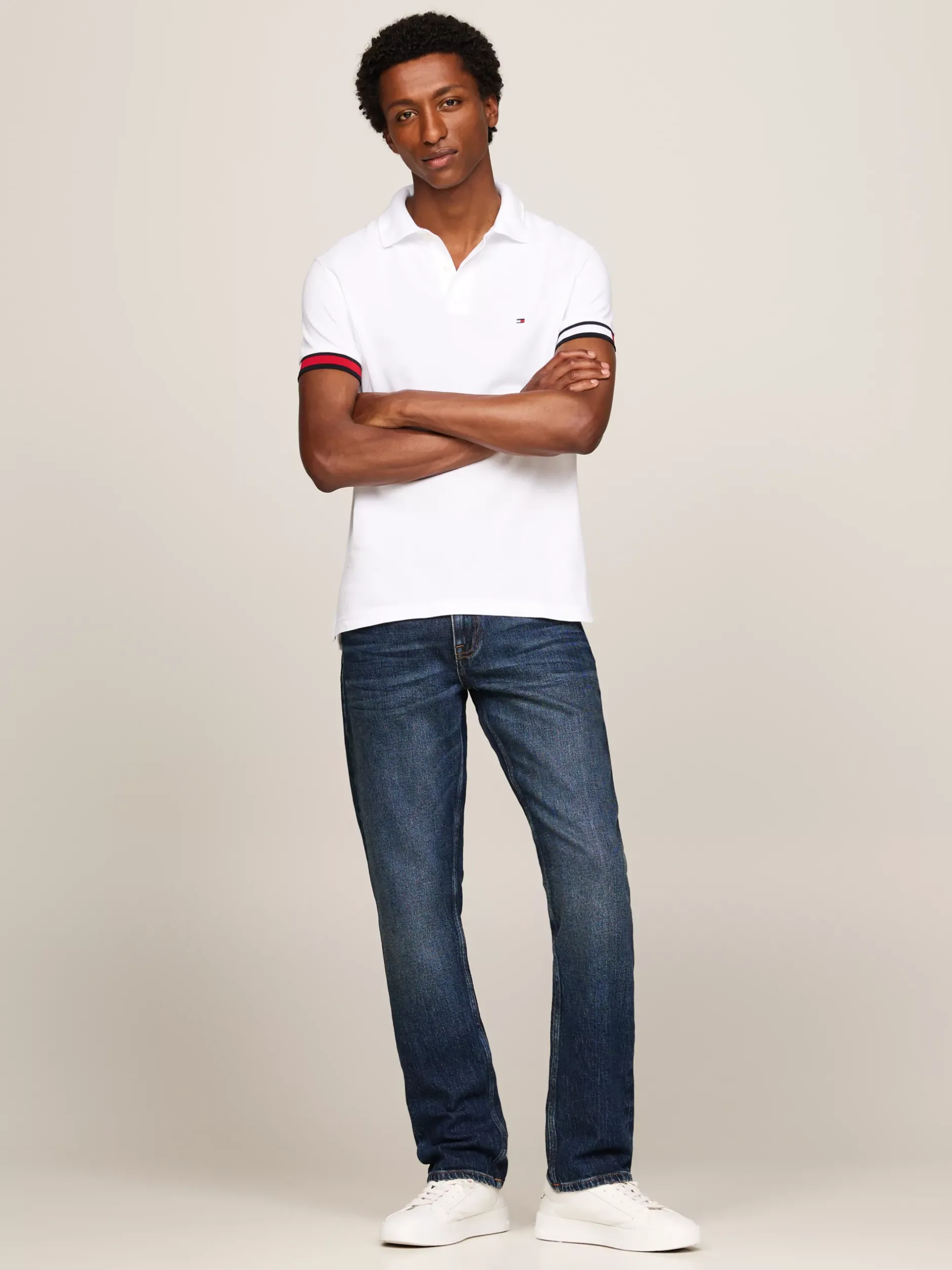 Koszulki Polo*Tommy Hilfiger Koszulka Polo O Wąskim Kroju Z Flagą Hilfiger WHITE