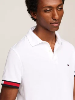 Koszulki Polo*Tommy Hilfiger Koszulka Polo O Wąskim Kroju Z Flagą Hilfiger WHITE