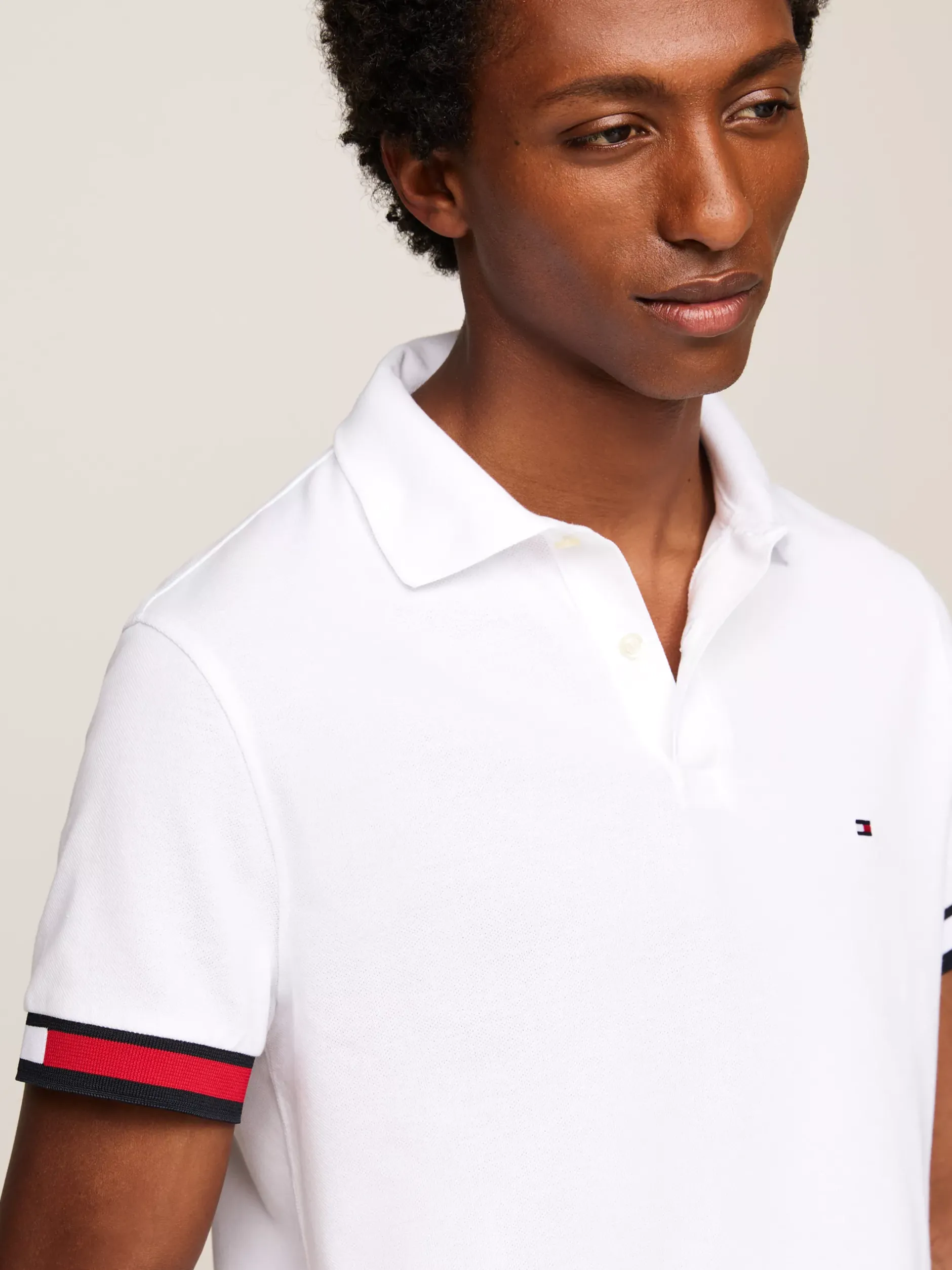 Koszulki Polo*Tommy Hilfiger Koszulka Polo O Wąskim Kroju Z Flagą Hilfiger WHITE