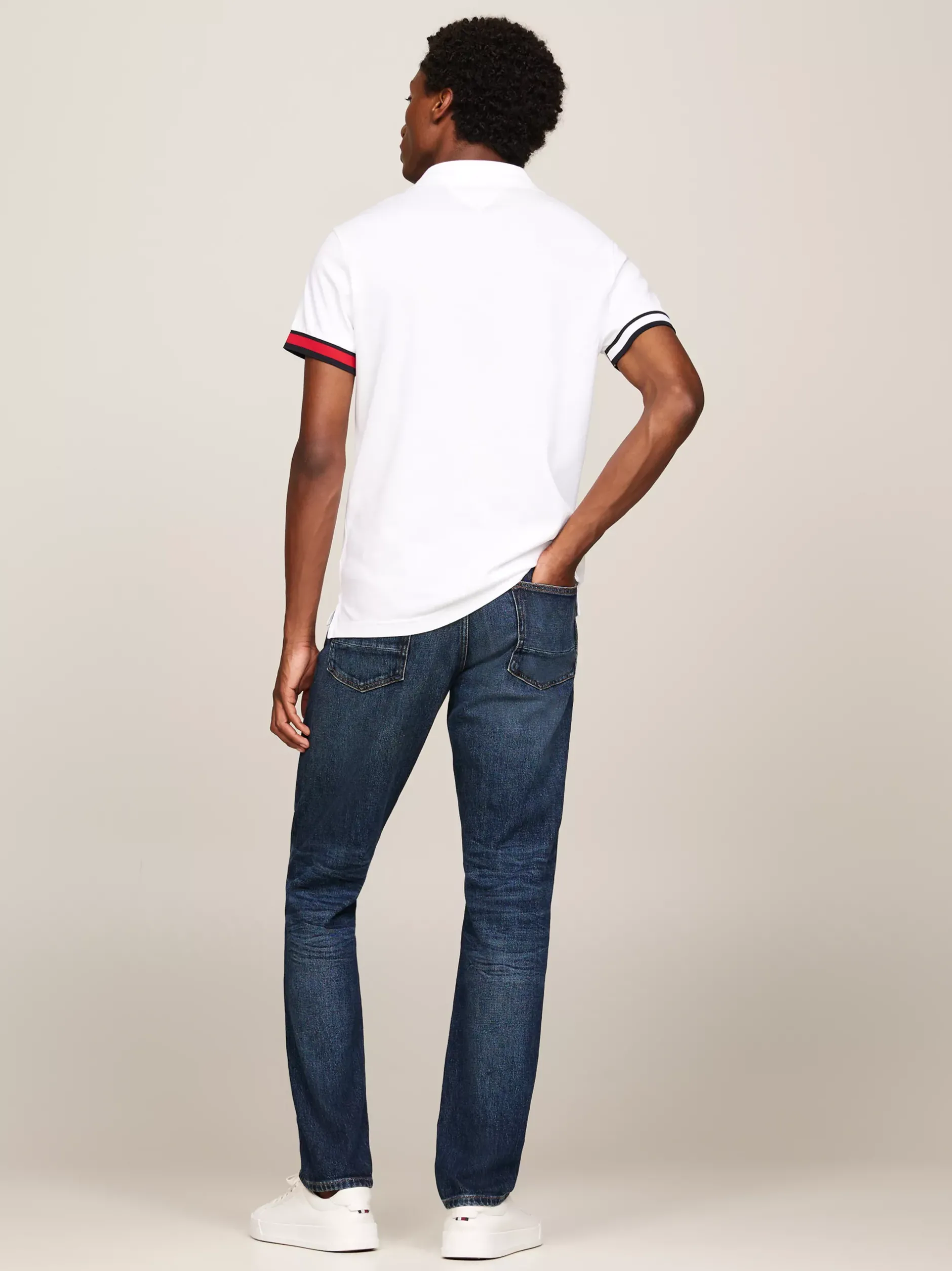 Koszulki Polo*Tommy Hilfiger Koszulka Polo O Wąskim Kroju Z Flagą Hilfiger WHITE