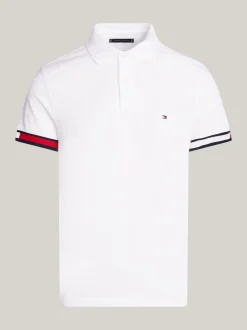 Koszulki Polo*Tommy Hilfiger Koszulka Polo O Wąskim Kroju Z Flagą Hilfiger WHITE