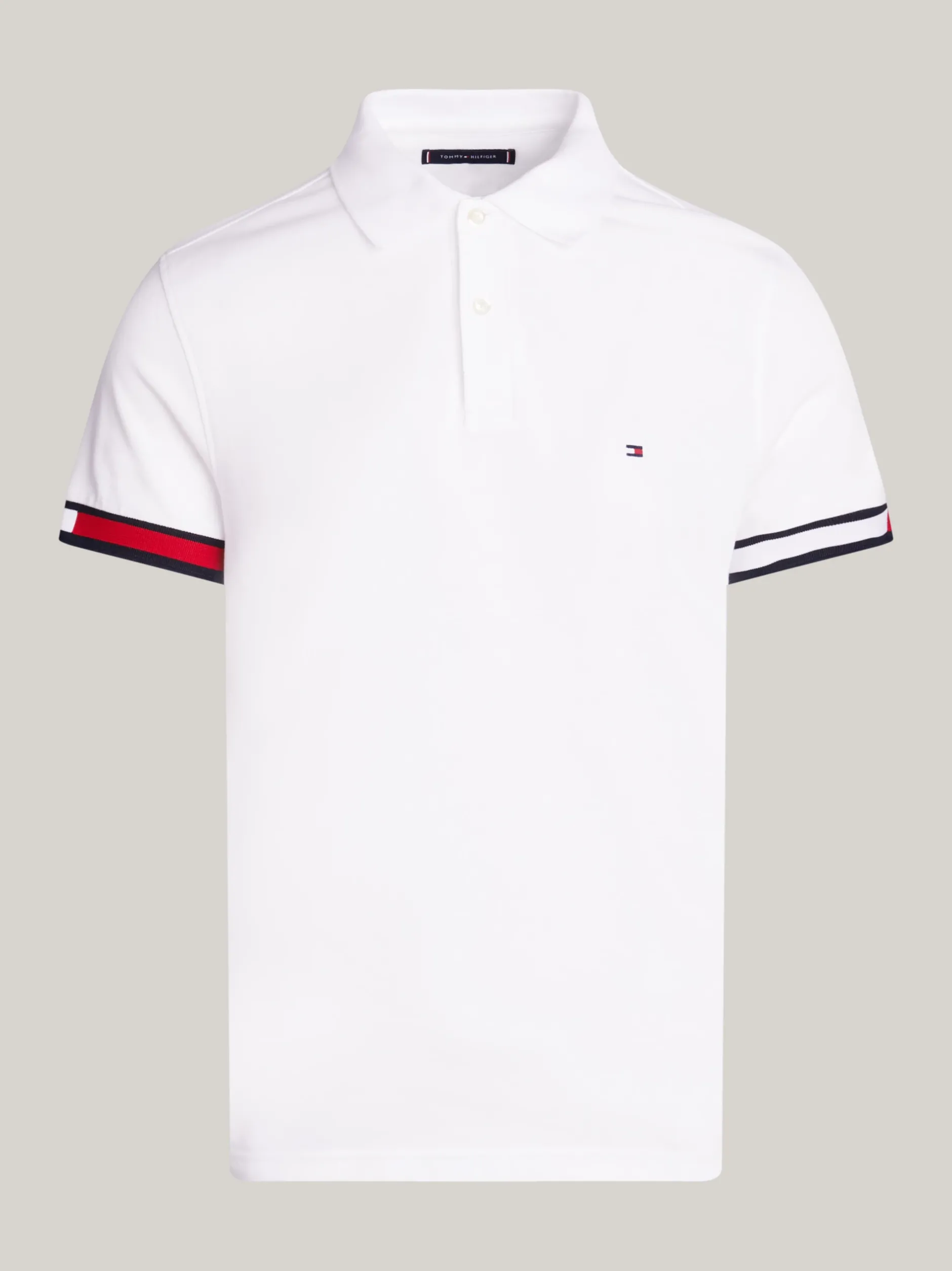 Koszulki Polo*Tommy Hilfiger Koszulka Polo O Wąskim Kroju Z Flagą Hilfiger WHITE