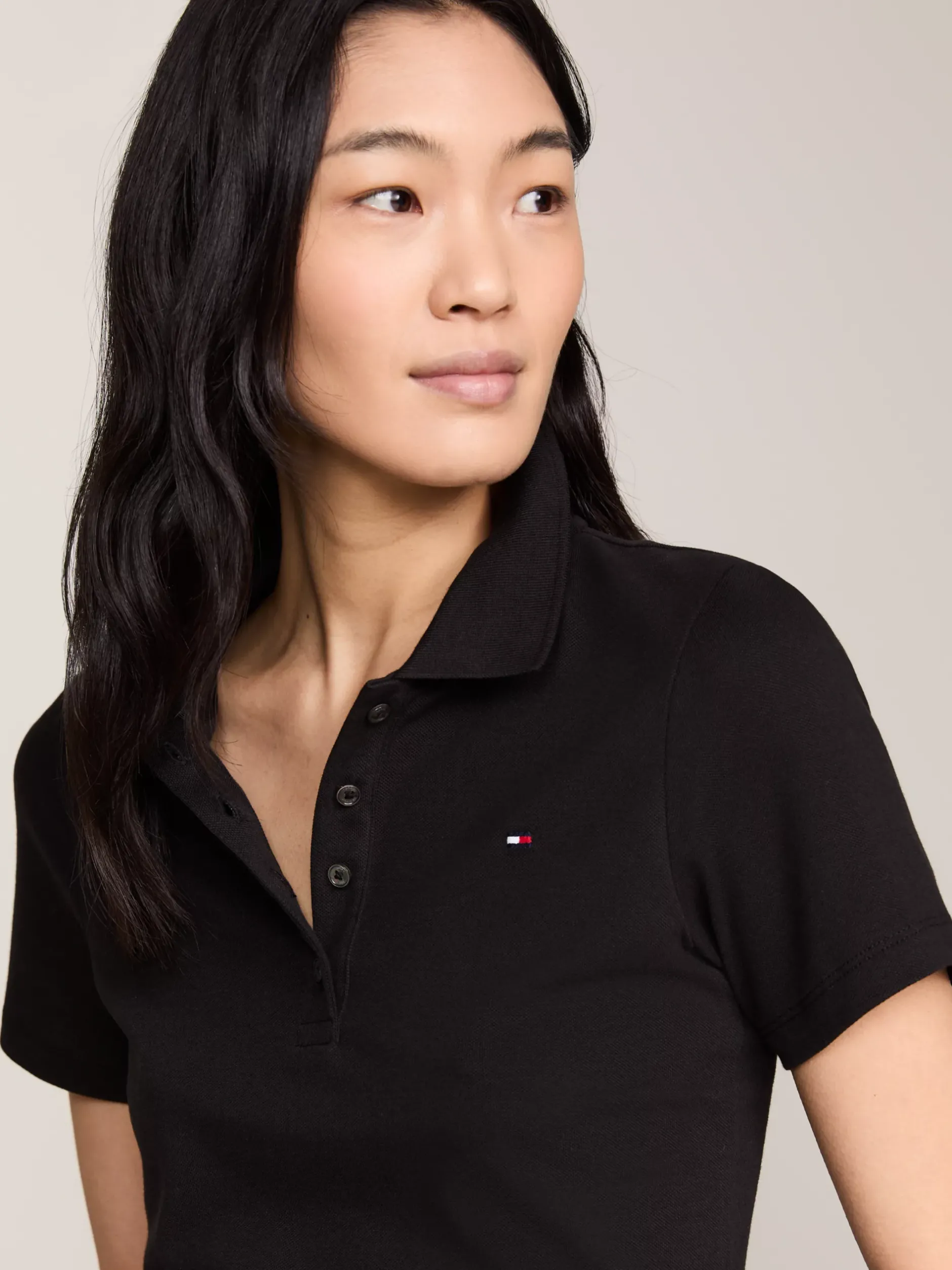 Koszulki Polo*Tommy Hilfiger Koszulka Polo O Wąskim Kroju BLACK