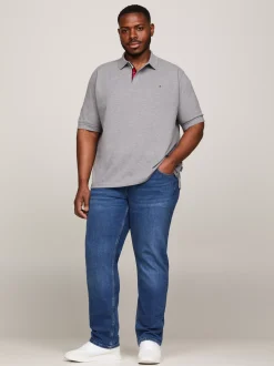 Koszulki Polo*Tommy Hilfiger Koszulka Polo Plus Z Haftem Z Flagą MEDIUM GREY HEATHER