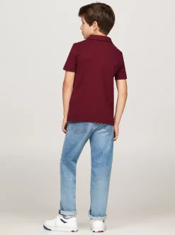 T-Shirty I Koszulki Polo*Tommy Hilfiger Koszulka Polo Z żakardowym Wzorem W Szachownicę DEEP ROUGE