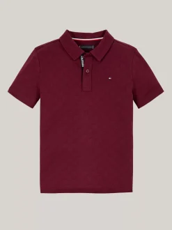 T-Shirty I Koszulki Polo*Tommy Hilfiger Koszulka Polo Z żakardowym Wzorem W Szachownicę DEEP ROUGE