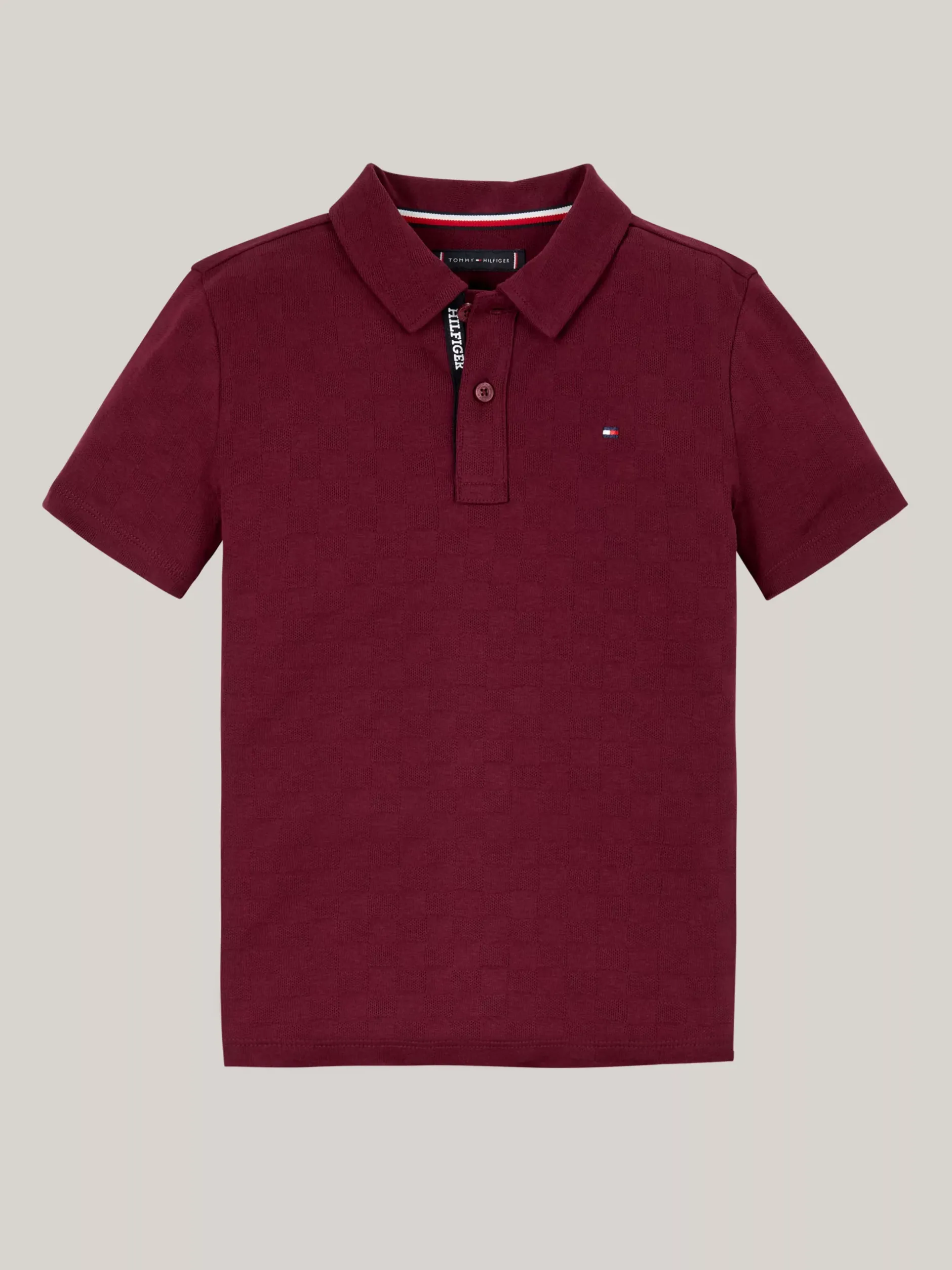 T-Shirty I Koszulki Polo*Tommy Hilfiger Koszulka Polo Z żakardowym Wzorem W Szachownicę DEEP ROUGE