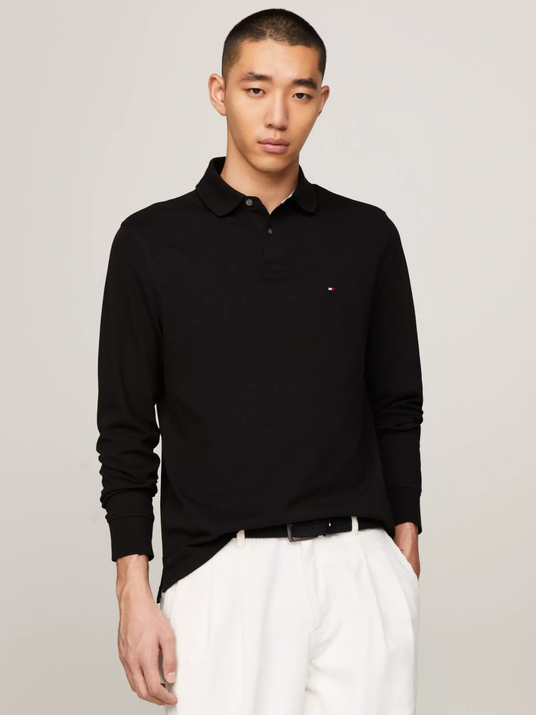 Koszulki Polo*Tommy Hilfiger Koszulka Polo Z Długim Rękawem 1985 Collection BLACK