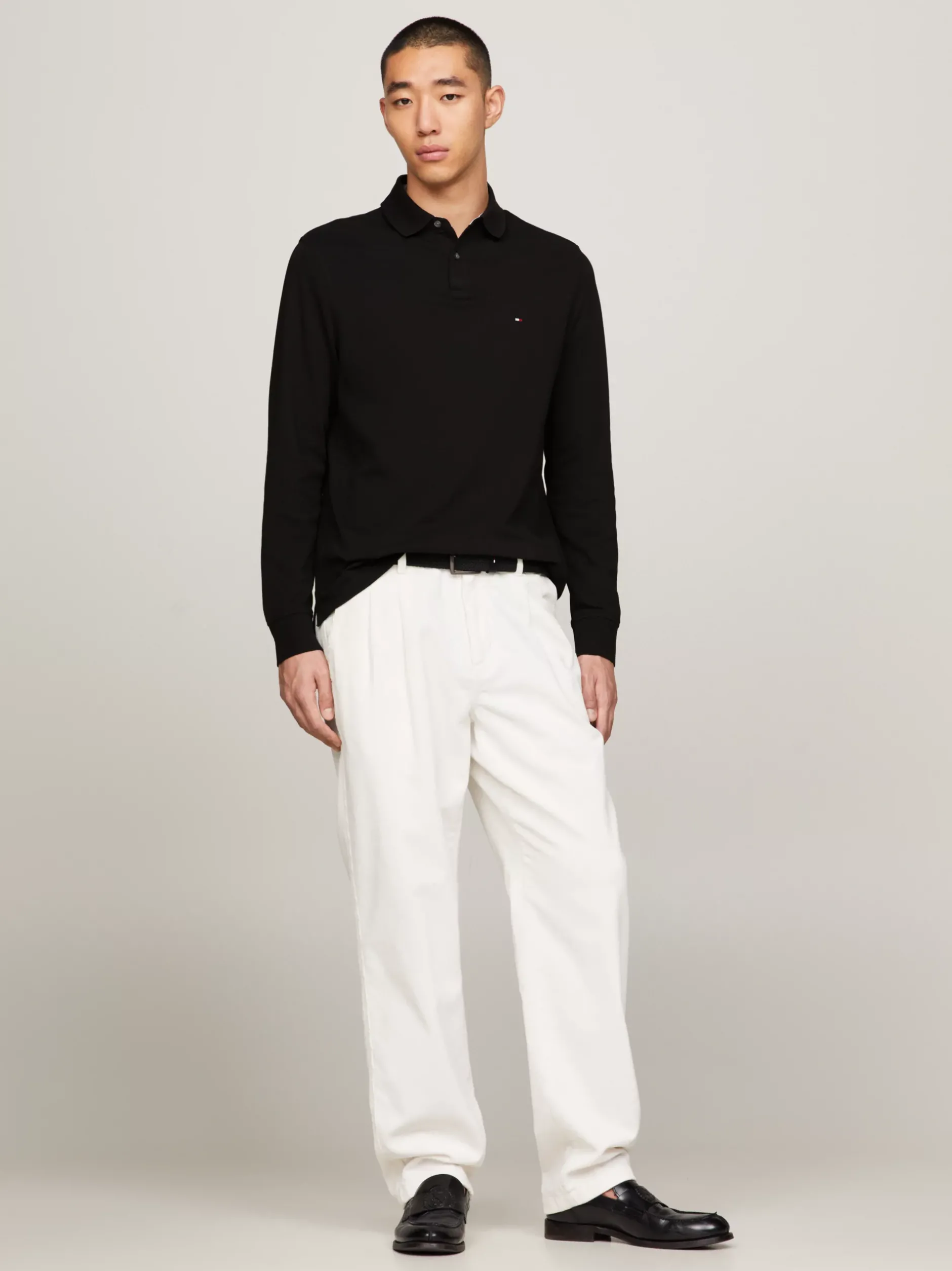 Koszulki Polo*Tommy Hilfiger Koszulka Polo Z Długim Rękawem 1985 Collection BLACK