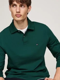 Koszulki Polo*Tommy Hilfiger Koszulka Polo Z Długim Rękawem 1985 Collection ORNAMENTAL GREEN