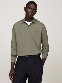 Koszulki Polo*Tommy Hilfiger Koszulka Polo Z Długim Rękawem 1985 Collection UTILITY OLIVE HEATHER