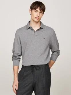 Koszulki Polo*Tommy Hilfiger Koszulka Polo Z Długim Rękawem 1985 Collection MEDIUM GREY HEATHER