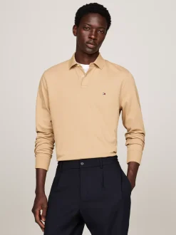 Koszulki Polo*Tommy Hilfiger Koszulka Polo Z Długim Rękawem 1985 Collection CLASSIC KHAKI
