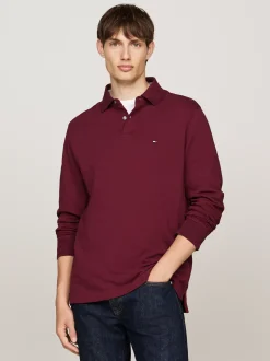 Koszulki Polo*Tommy Hilfiger Koszulka Polo Z Długim Rękawem 1985 Collection DEEP ROUGE
