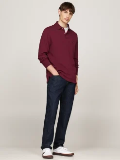 Koszulki Polo*Tommy Hilfiger Koszulka Polo Z Długim Rękawem 1985 Collection DEEP ROUGE