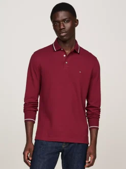 Koszulki Polo*Tommy Hilfiger Koszulka Polo Z Długim Rękawem DEEP ROUGE