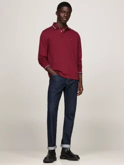 Koszulki Polo*Tommy Hilfiger Koszulka Polo Z Długim Rękawem DEEP ROUGE