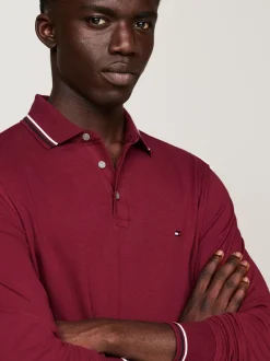 Koszulki Polo*Tommy Hilfiger Koszulka Polo Z Długim Rękawem DEEP ROUGE