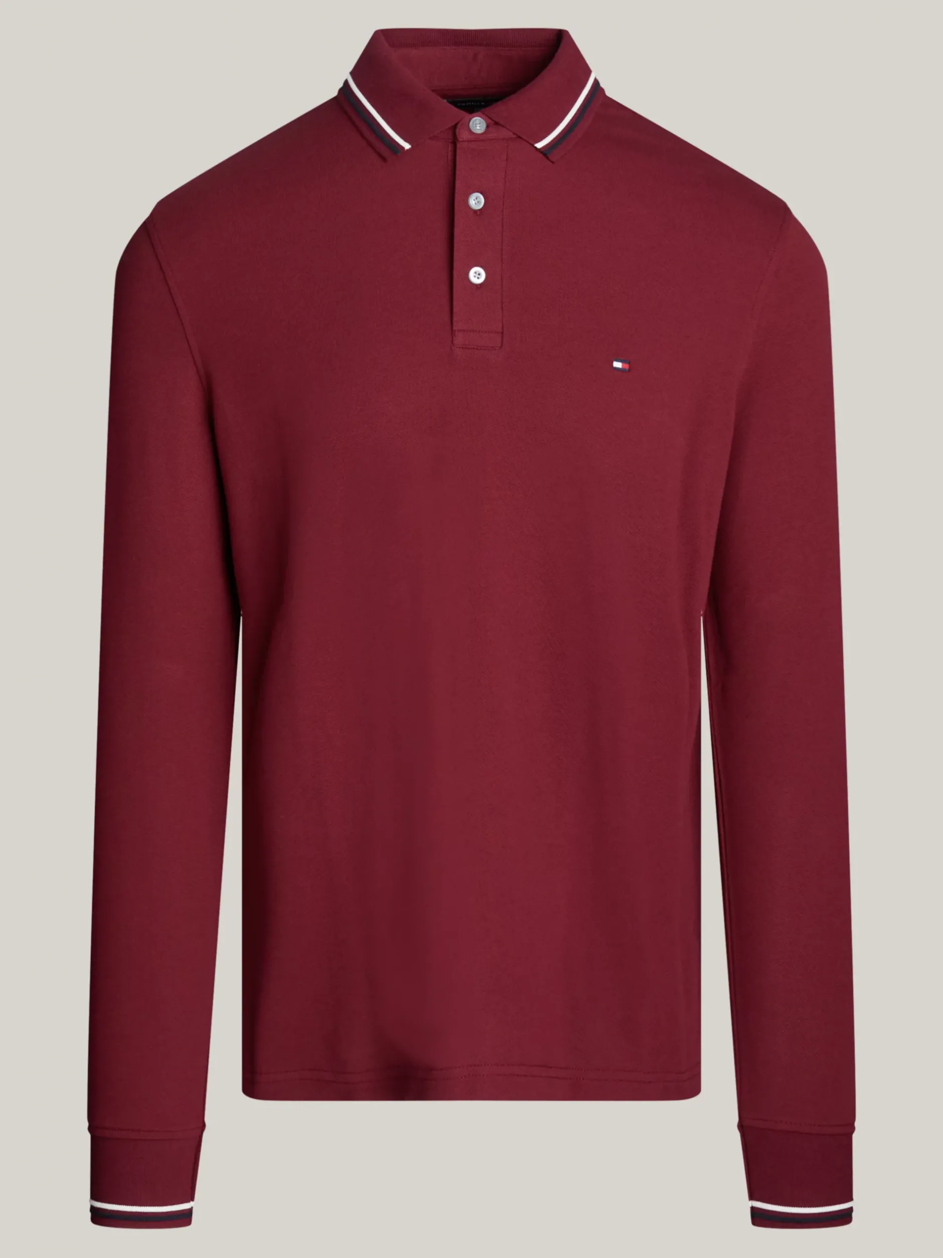 Koszulki Polo*Tommy Hilfiger Koszulka Polo Z Długim Rękawem DEEP ROUGE