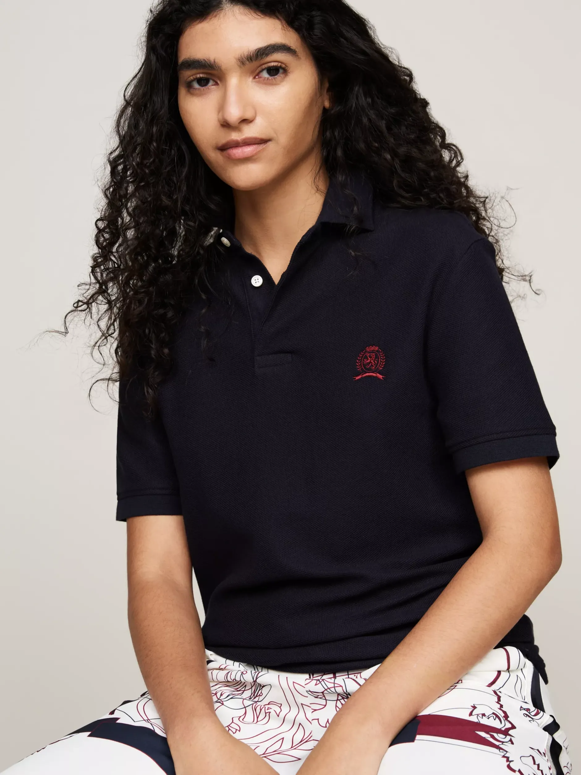 Koszulki Polo*Tommy Hilfiger Koszulka Polo Z Haftowanym Emblematem DESERT SKY