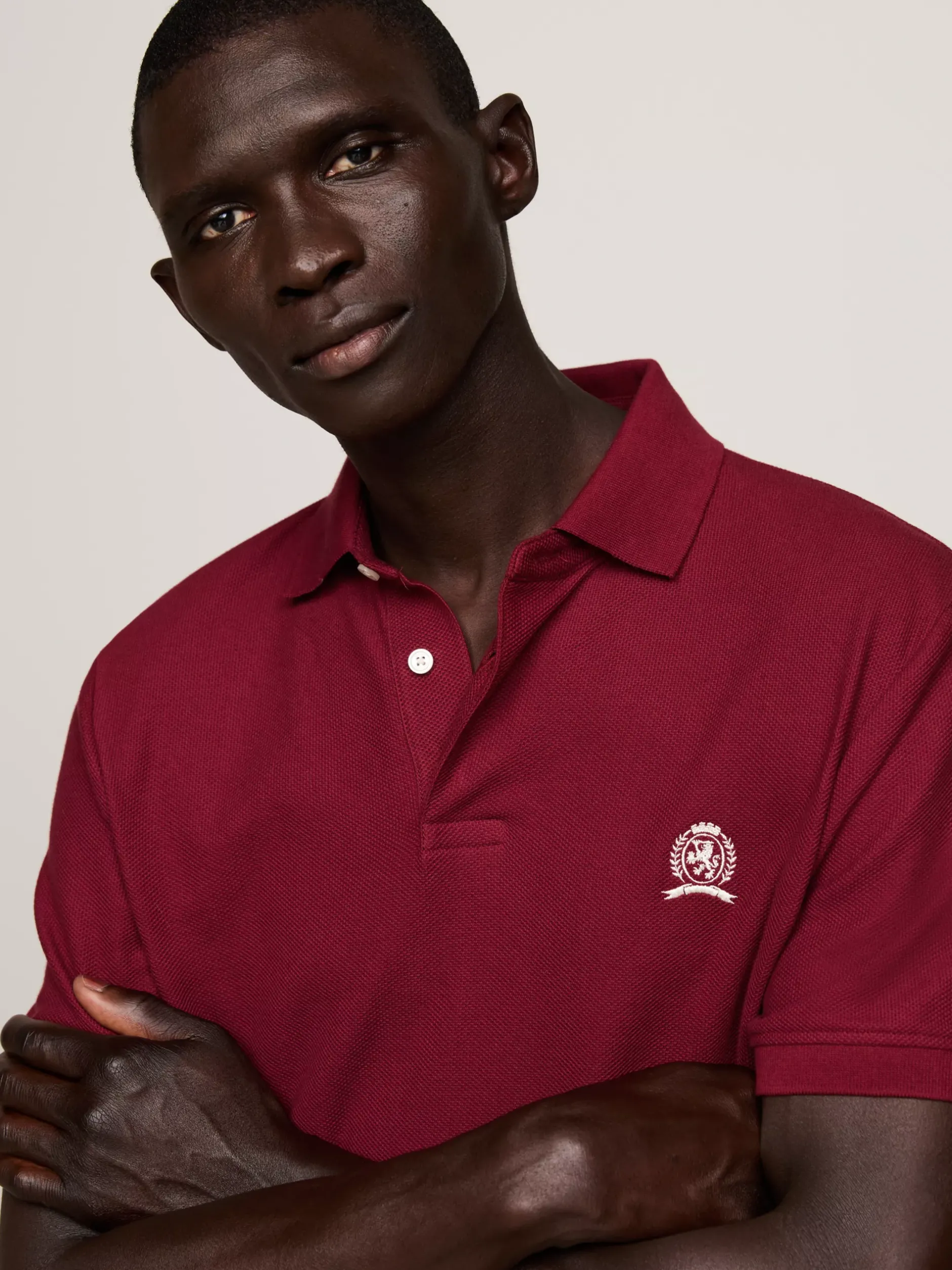 Koszulki Polo*Tommy Hilfiger Koszulka Polo Z Haftowanym Emblematem ROUGE