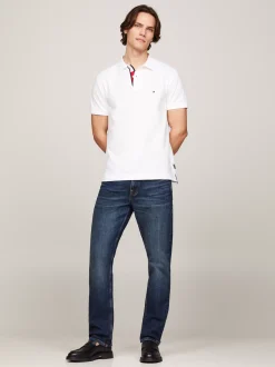 Koszulki Polo*Tommy Hilfiger Koszulka Polo Z Kontrastową Plisą I Flagą WHITE