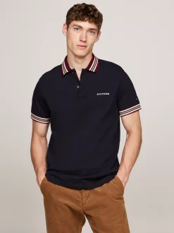 Koszulki Polo*Tommy Hilfiger Koszulka Polo Z Kontrastowym Kołnierzykiem DESERT SKY