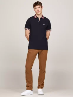 Koszulki Polo*Tommy Hilfiger Koszulka Polo Z Kontrastowym Kołnierzykiem DESERT SKY