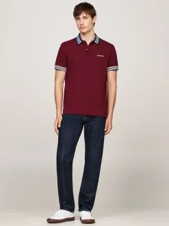 Koszulki Polo*Tommy Hilfiger Koszulka Polo Z Kontrastowym Kołnierzykiem DEEP ROUGE