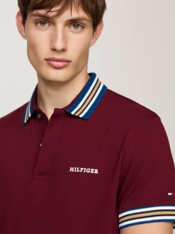 Koszulki Polo*Tommy Hilfiger Koszulka Polo Z Kontrastowym Kołnierzykiem DEEP ROUGE