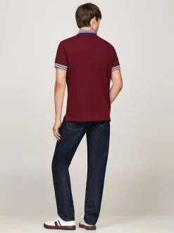 Koszulki Polo*Tommy Hilfiger Koszulka Polo Z Kontrastowym Kołnierzykiem DEEP ROUGE