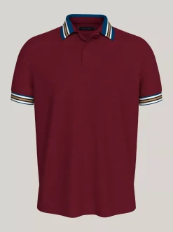 Koszulki Polo*Tommy Hilfiger Koszulka Polo Z Kontrastowym Kołnierzykiem DEEP ROUGE