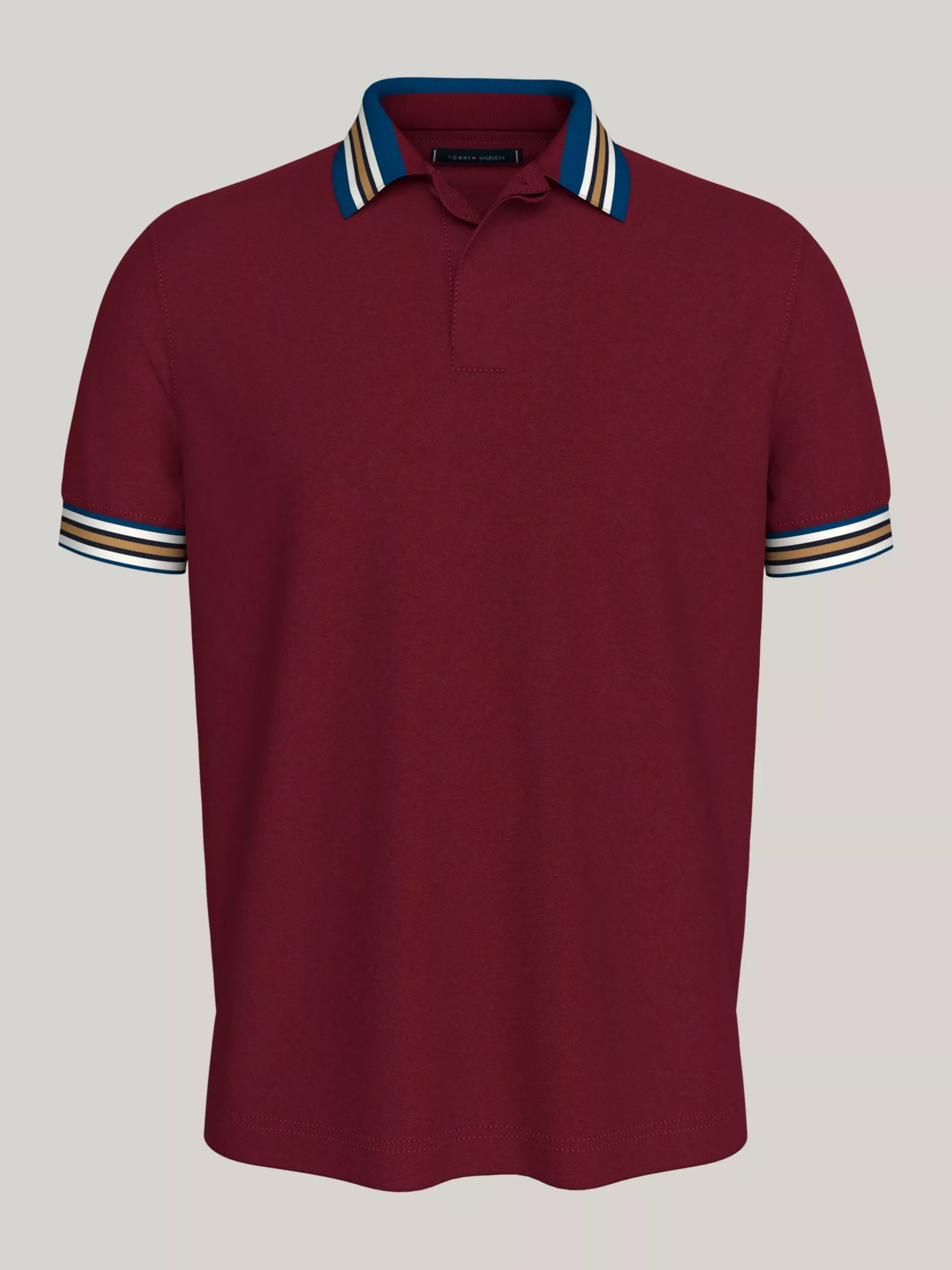 Koszulki Polo*Tommy Hilfiger Koszulka Polo Z Kontrastowym Kołnierzykiem DEEP ROUGE
