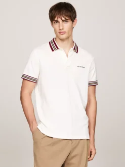 Koszulki Polo*Tommy Hilfiger Koszulka Polo Z Kontrastowym Kołnierzykiem IVORY PETAL