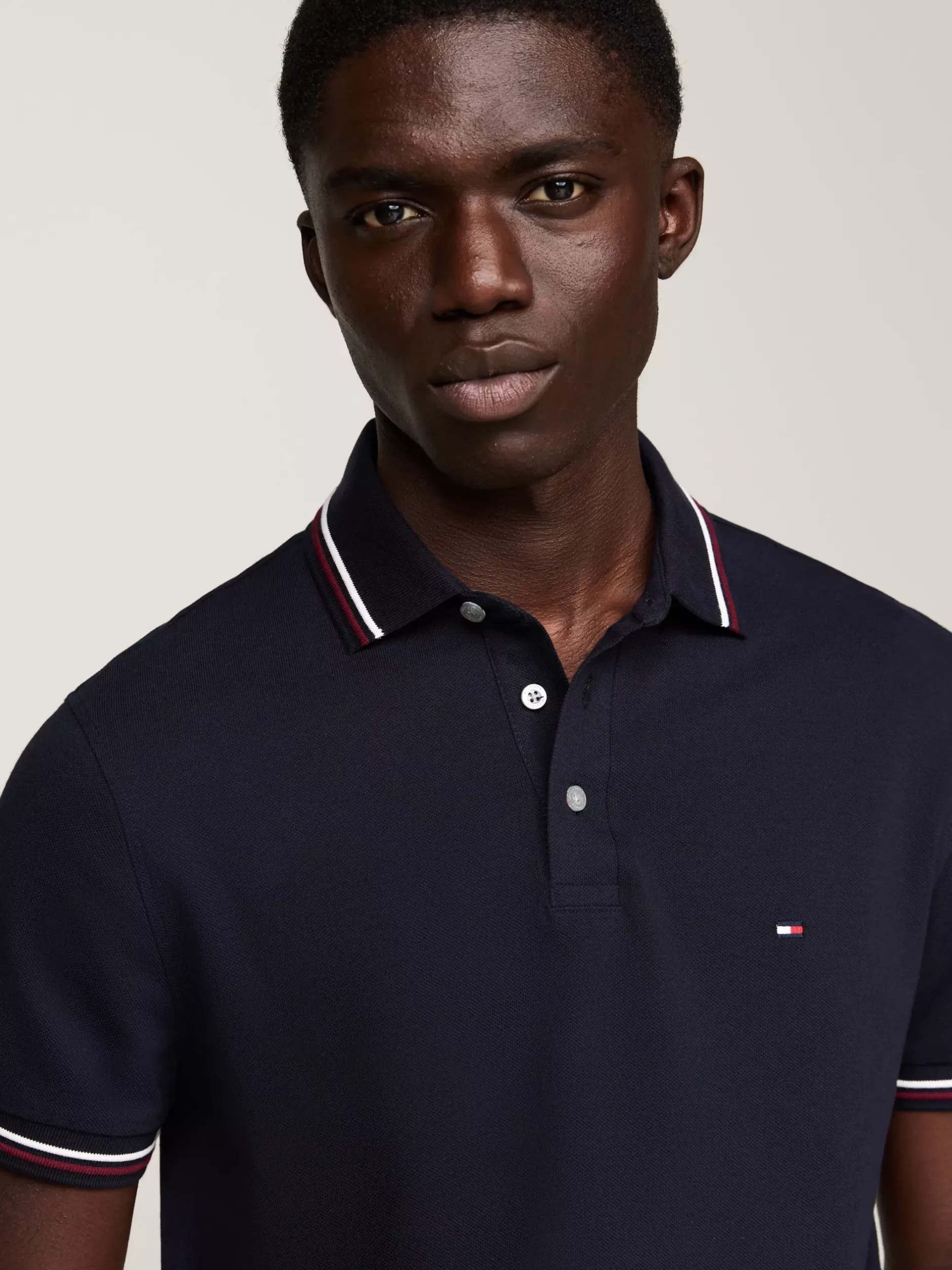Koszulki Polo*Tommy Hilfiger Koszulka Polo Z Kontrastowym Wykończeniem DESERT SKY