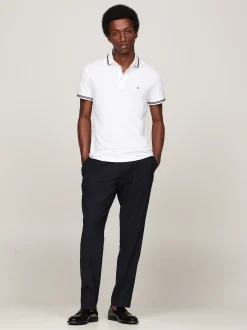 Koszulki Polo*Tommy Hilfiger Koszulka Polo Z Kontrastowym Wykończeniem WHITE