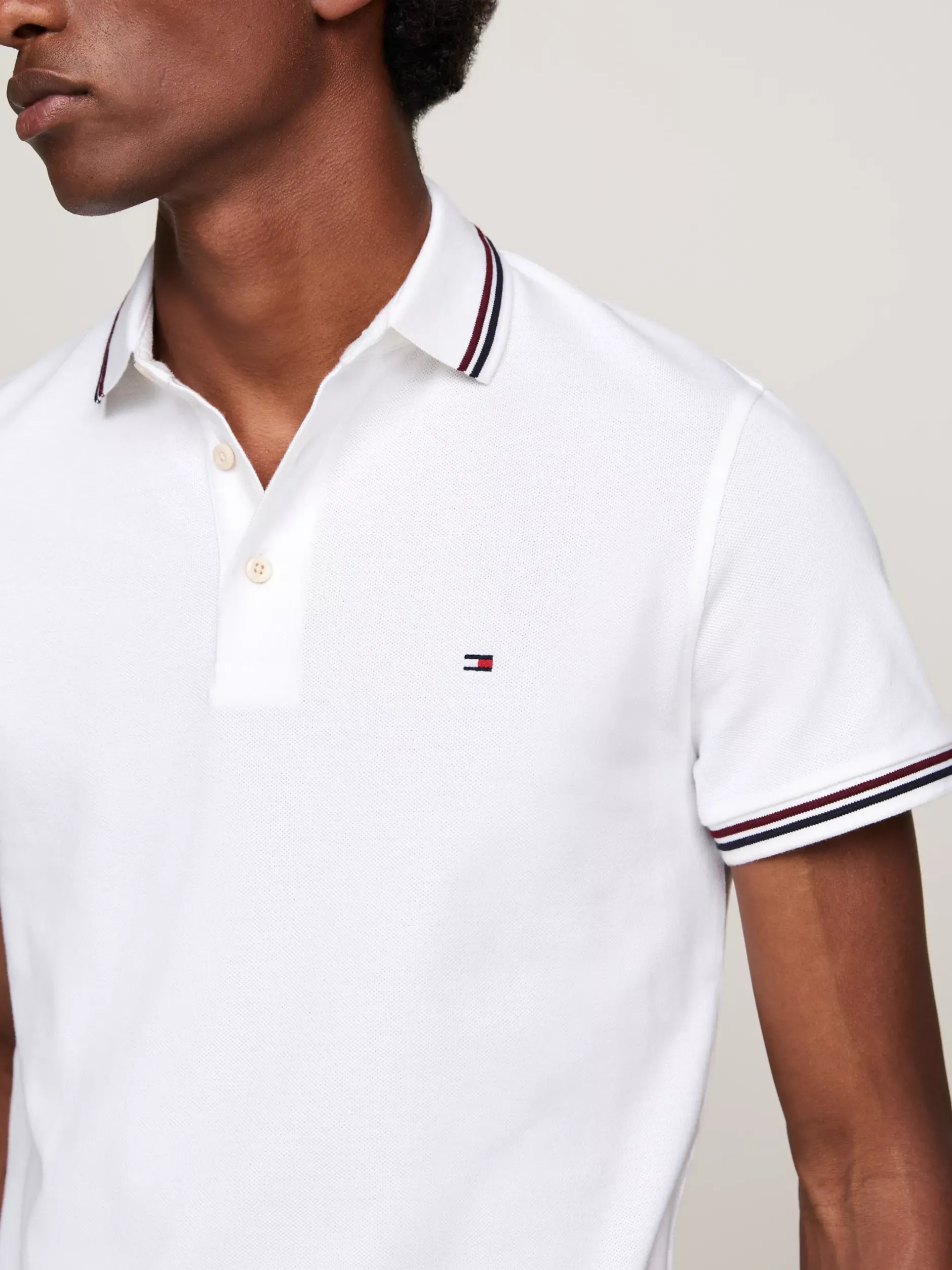 Koszulki Polo*Tommy Hilfiger Koszulka Polo Z Kontrastowym Wykończeniem WHITE
