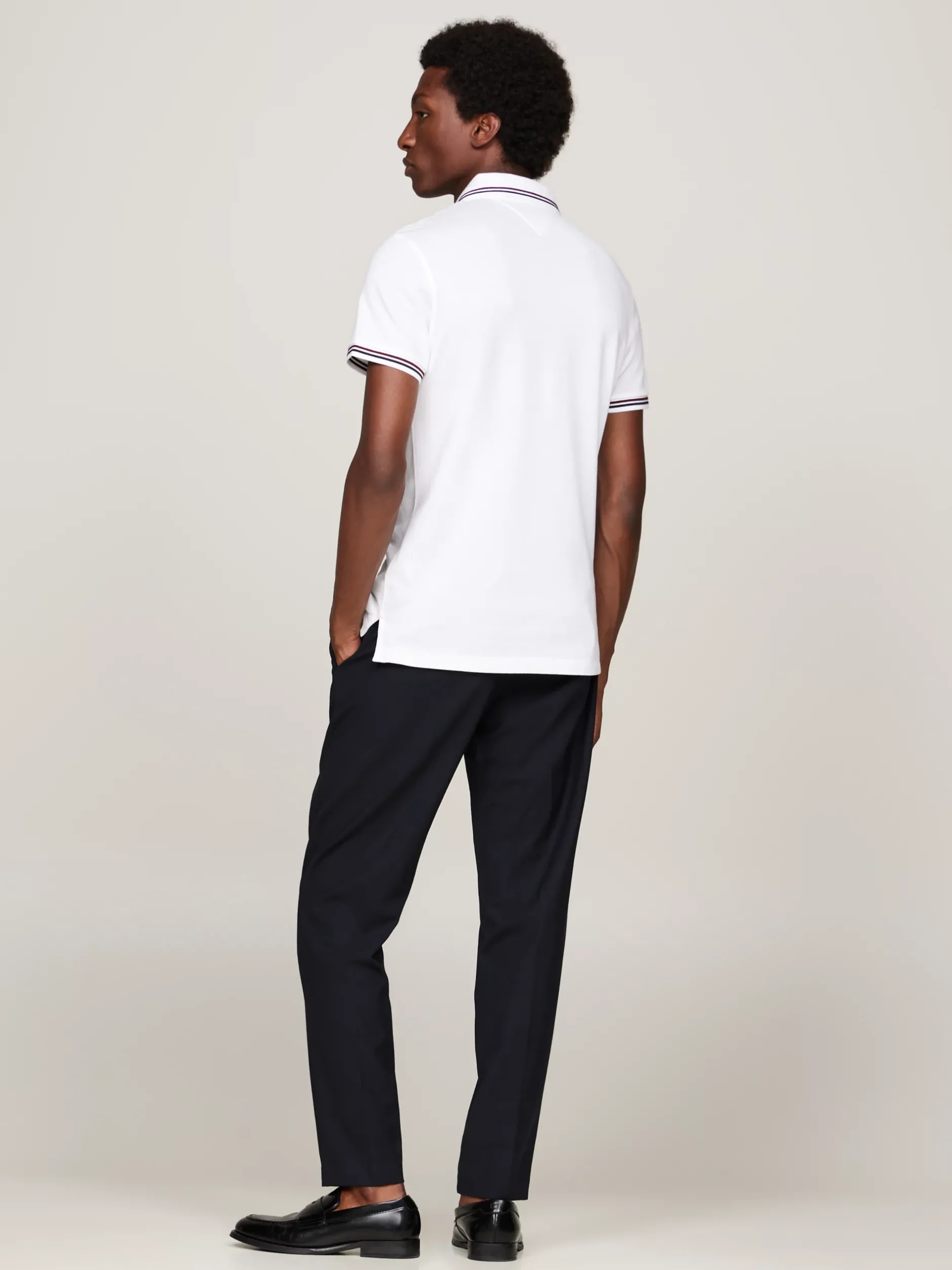 Koszulki Polo*Tommy Hilfiger Koszulka Polo Z Kontrastowym Wykończeniem WHITE
