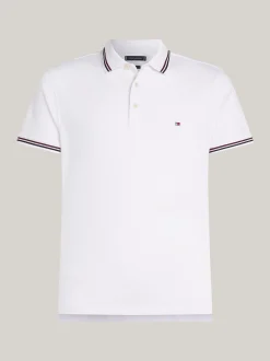Koszulki Polo*Tommy Hilfiger Koszulka Polo Z Kontrastowym Wykończeniem WHITE