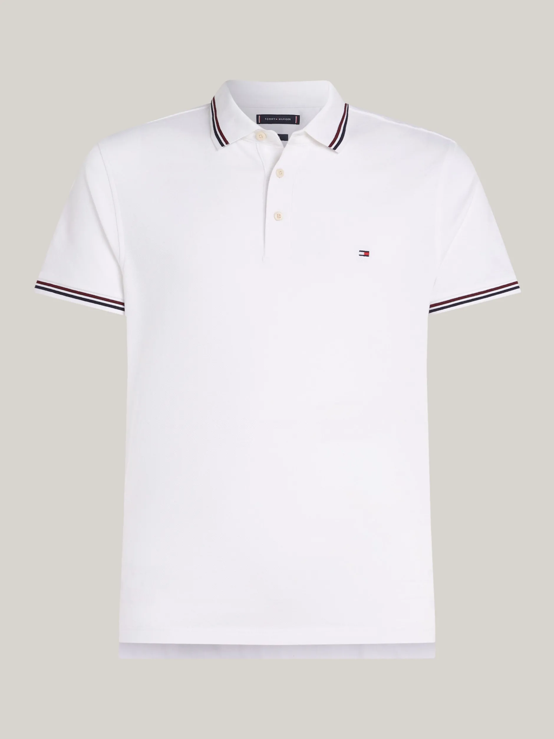 Koszulki Polo*Tommy Hilfiger Koszulka Polo Z Kontrastowym Wykończeniem WHITE