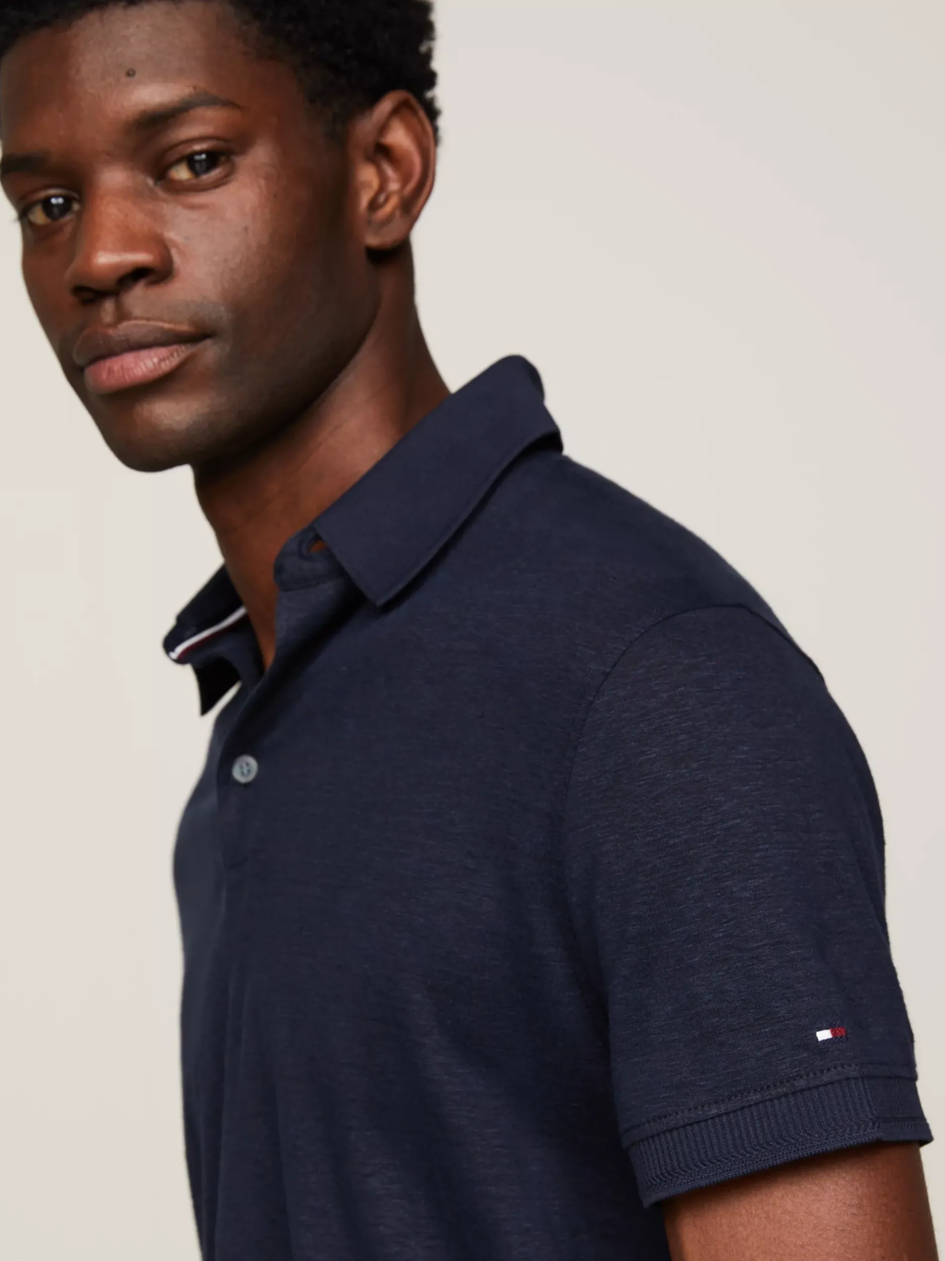 Koszulki Polo*Tommy Hilfiger Koszulka Polo Z Lnu Premium DESERT SKY