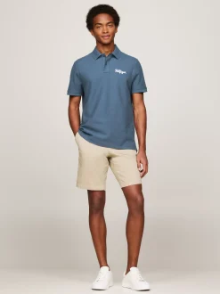 Koszulki Polo*Tommy Hilfiger Koszulka Polo Z Logo ściegiem łańcuszkowym AEGEAN SEA