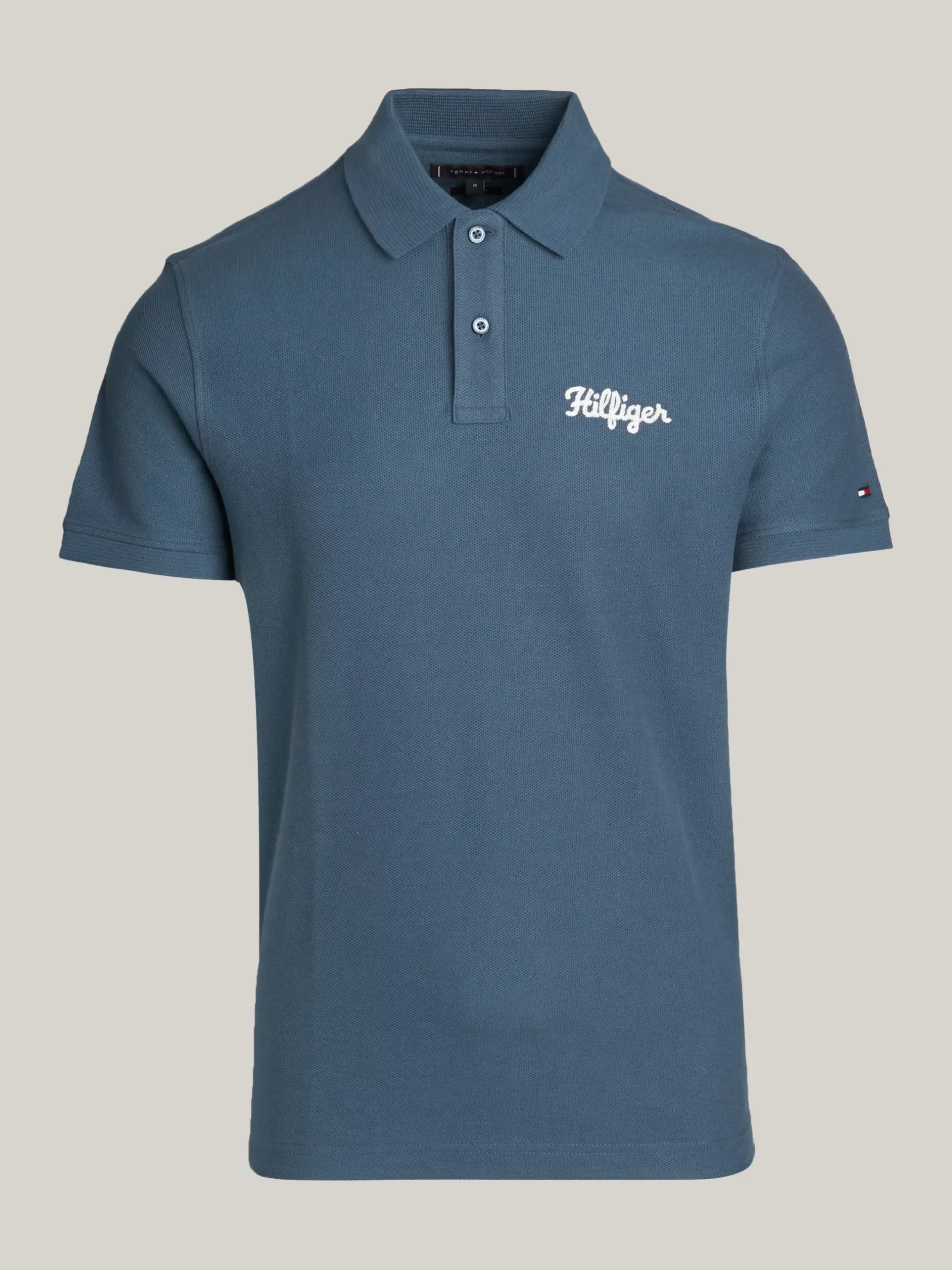 Koszulki Polo*Tommy Hilfiger Koszulka Polo Z Logo ściegiem łańcuszkowym AEGEAN SEA